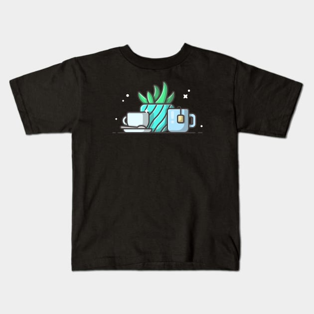 Hot tea, coffee and plant Kids T-Shirt by Catalyst Labs